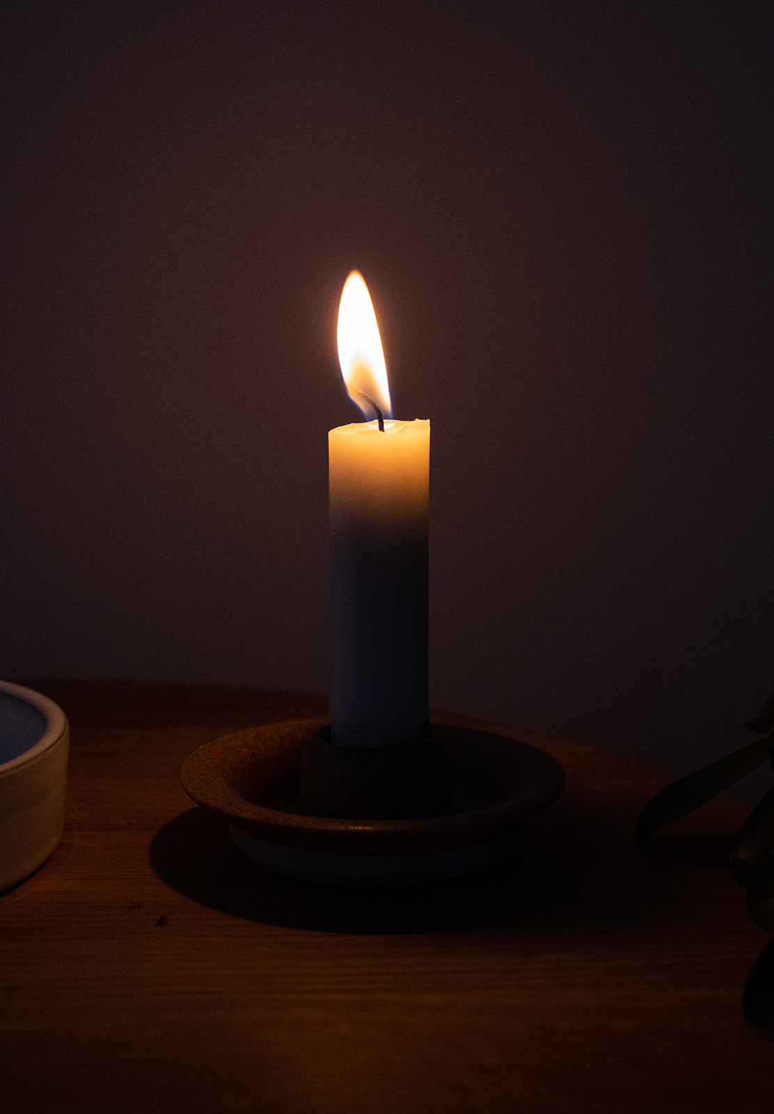 Lit candle