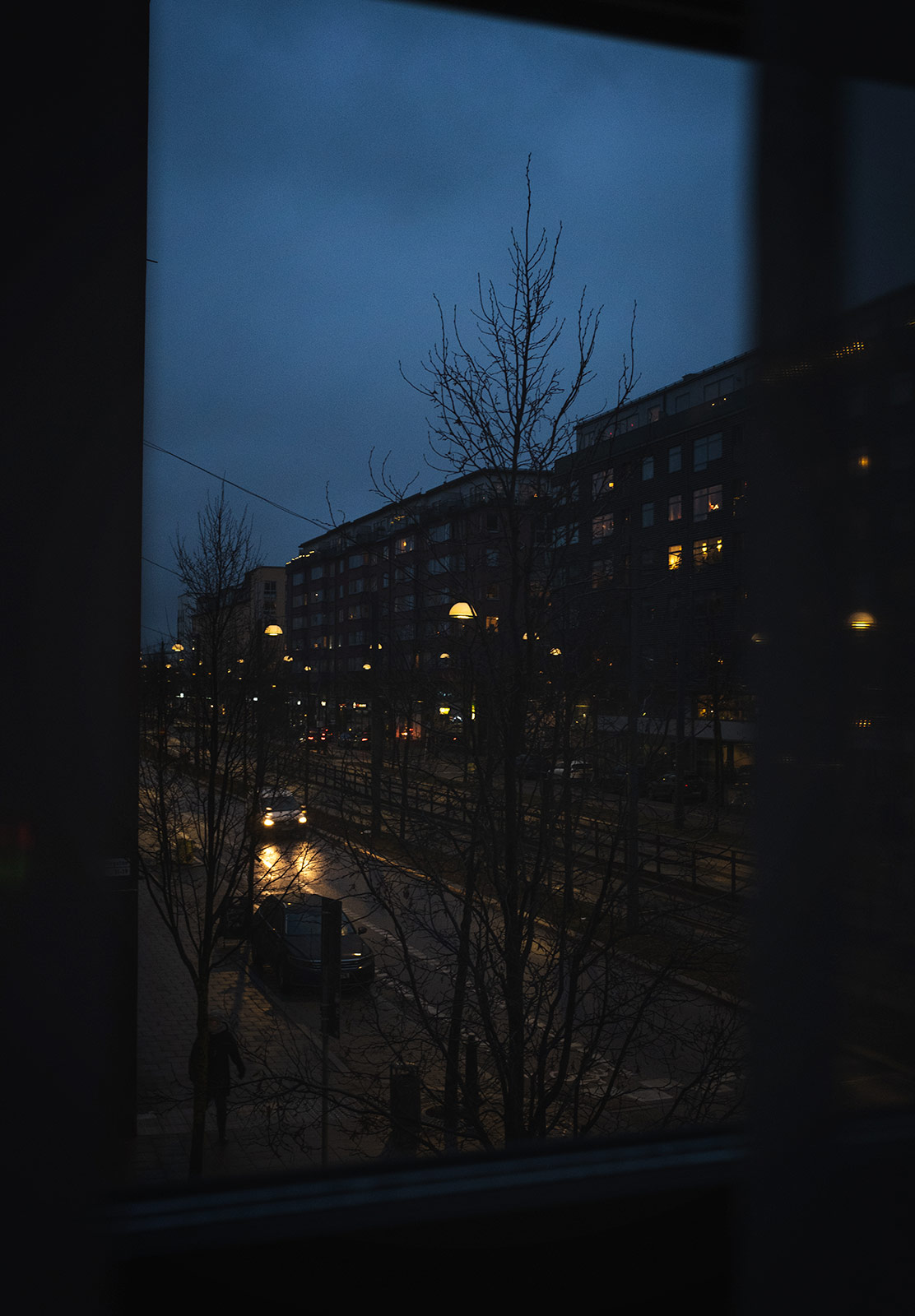 Dark sky in window
