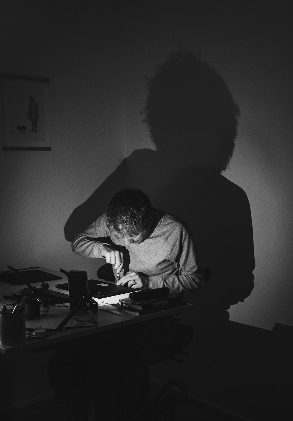 Man repairing laptop