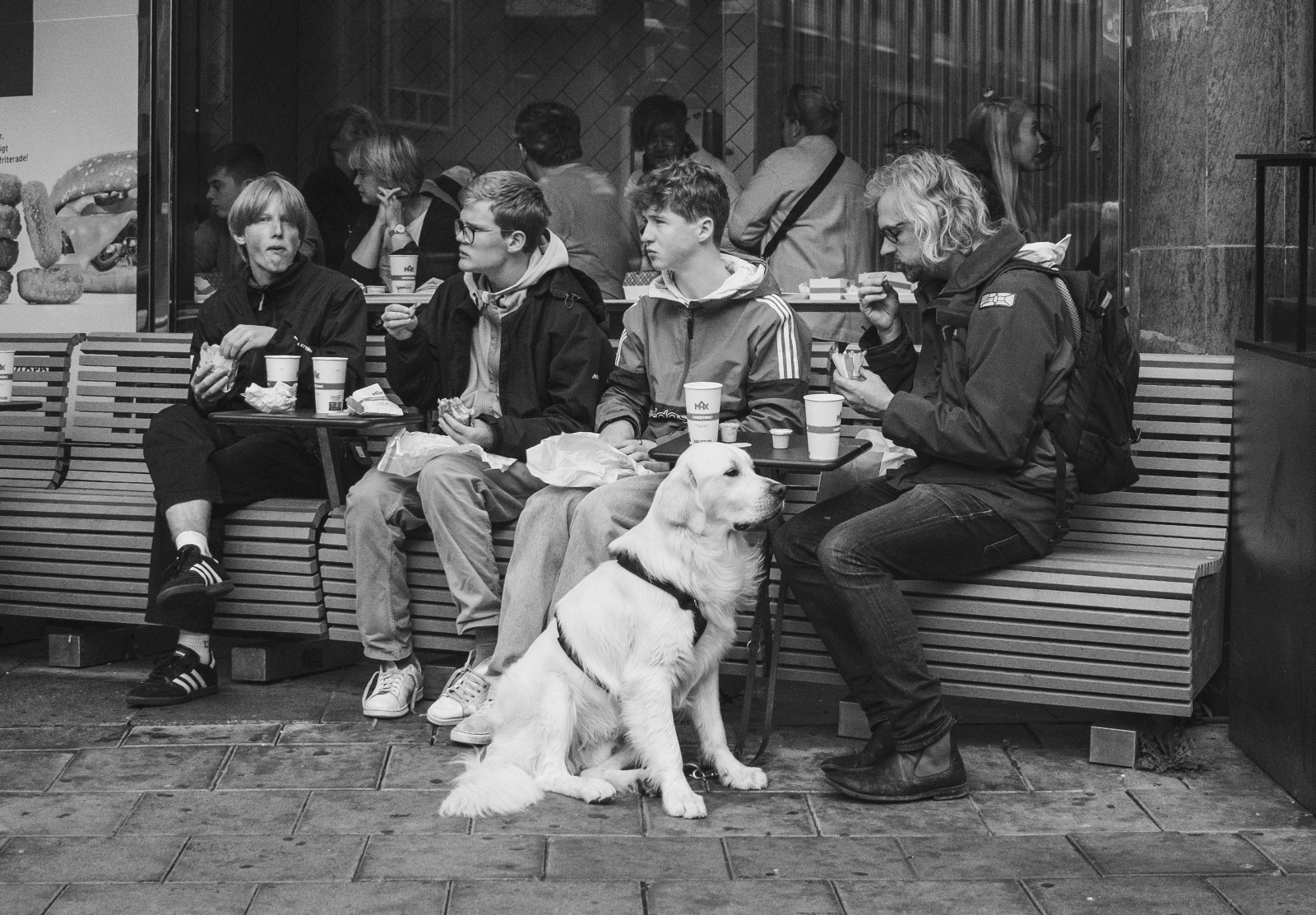 Dog sat whilst family eat