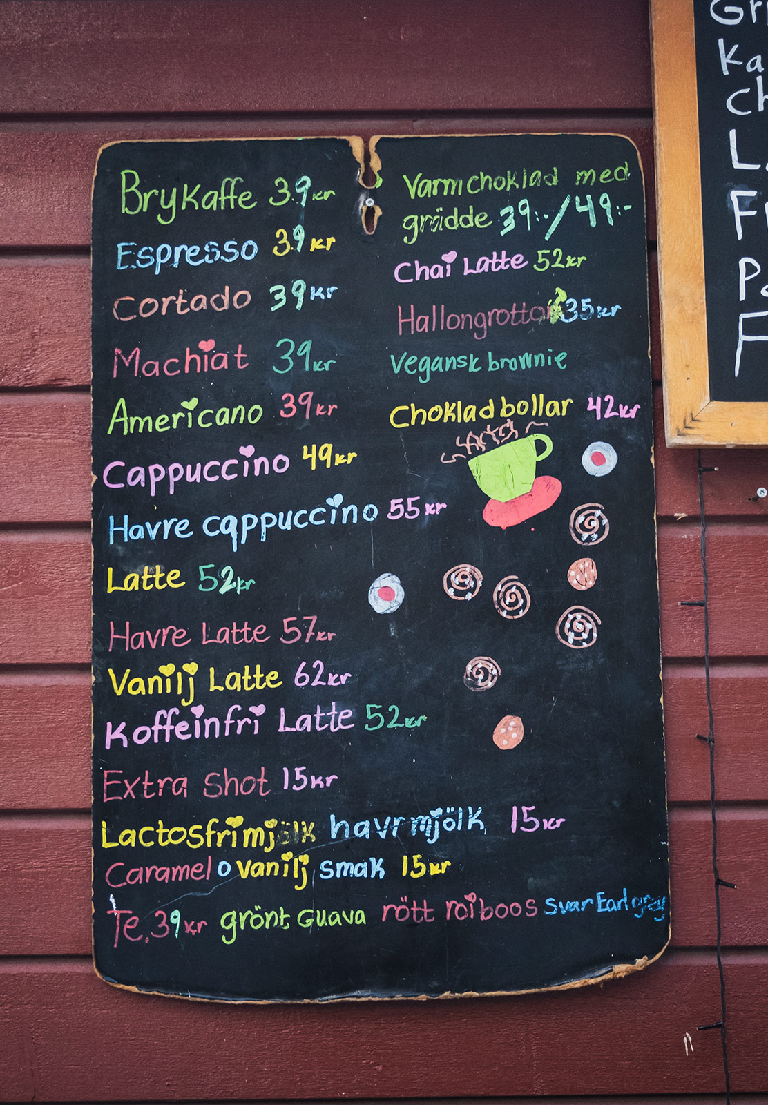 Colourful text on chalk board