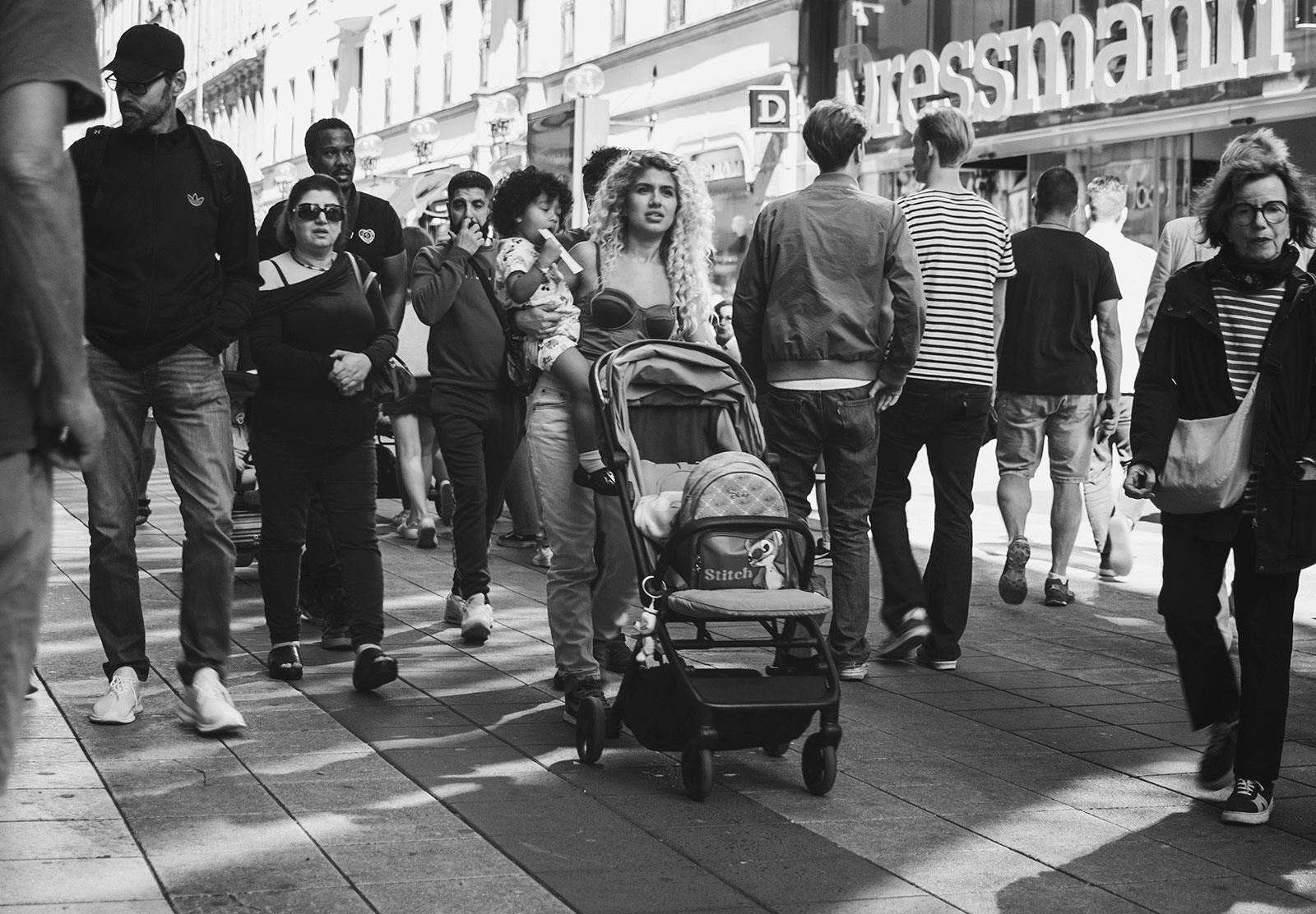 Crowd of people walking
