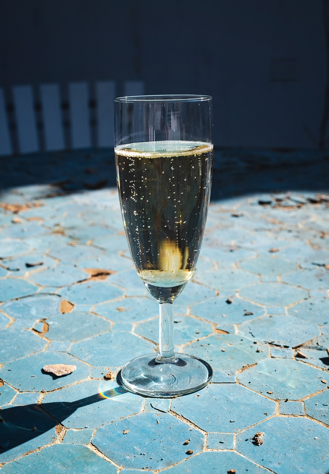 Glass on table