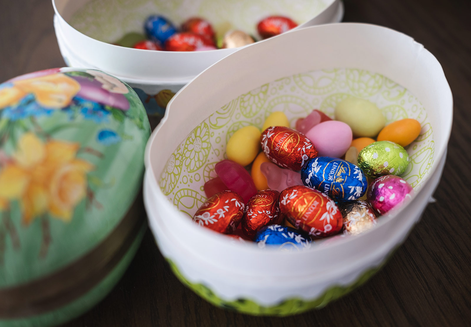 Sweets in cardboard egg