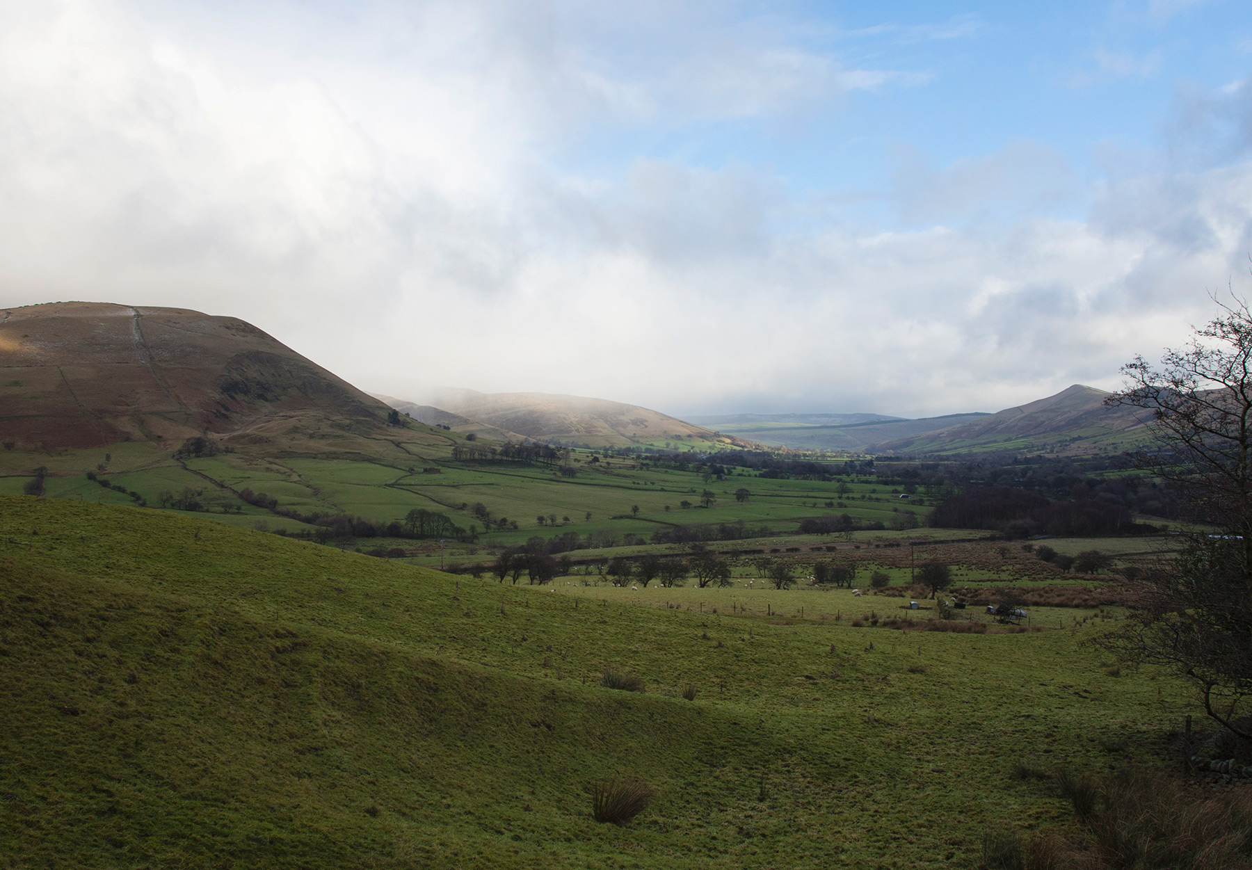View over green hills
