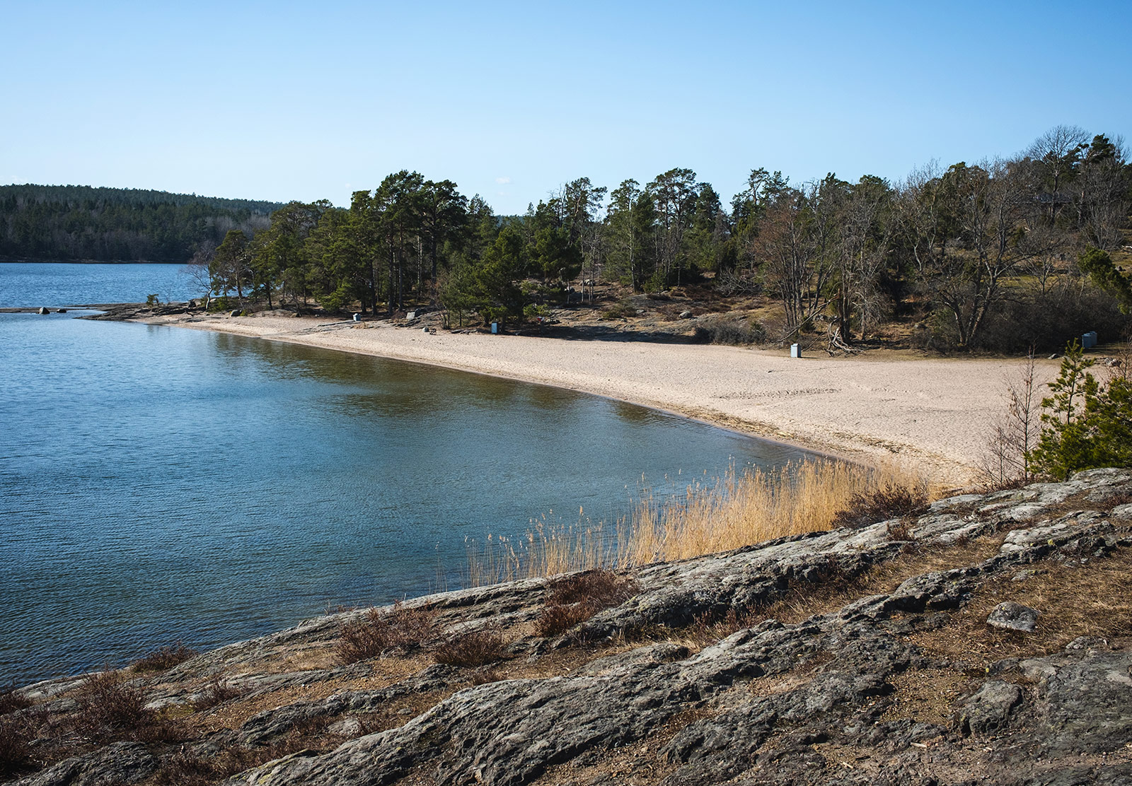 Curved sandy beach