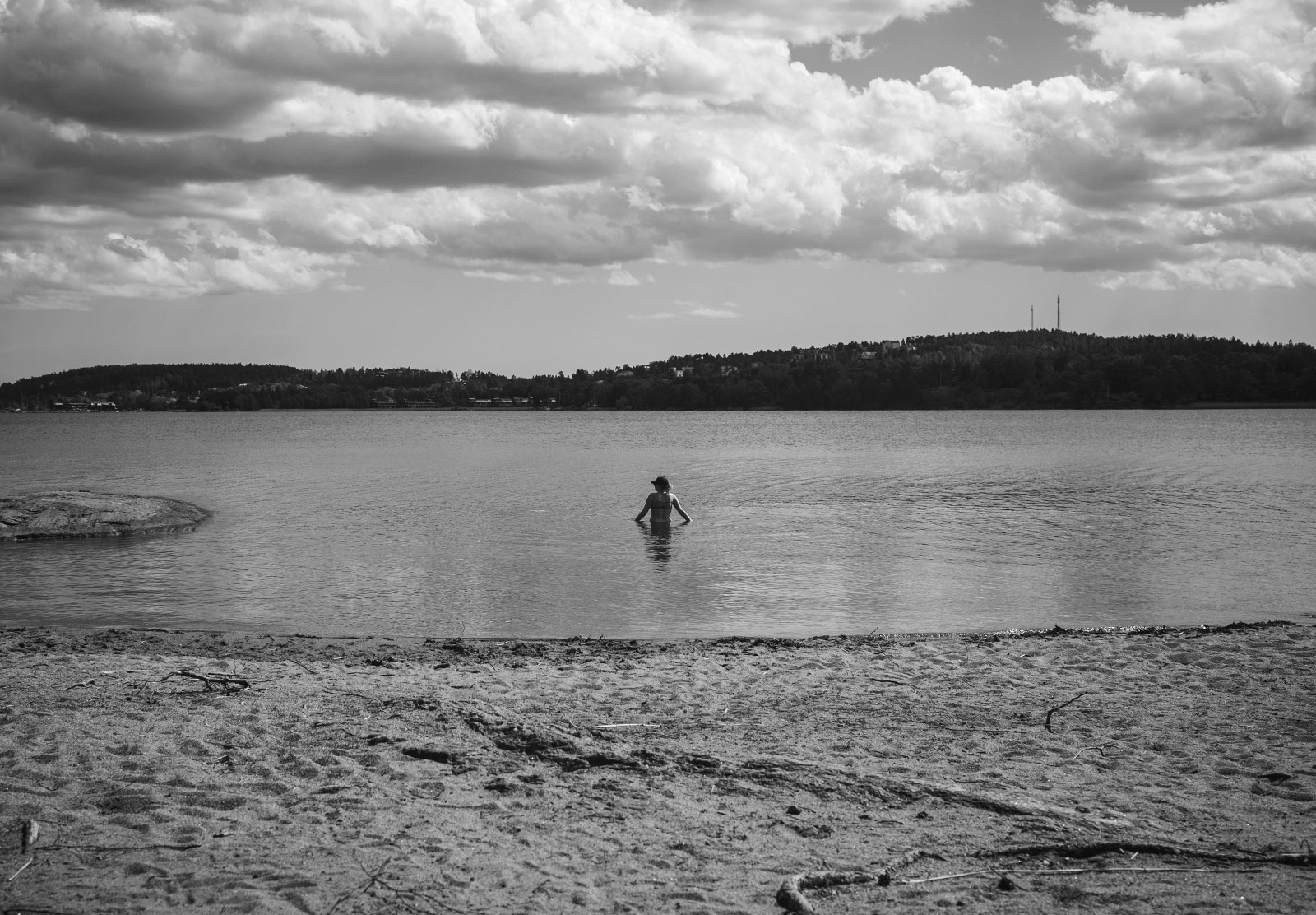 Woman swimming in the sea