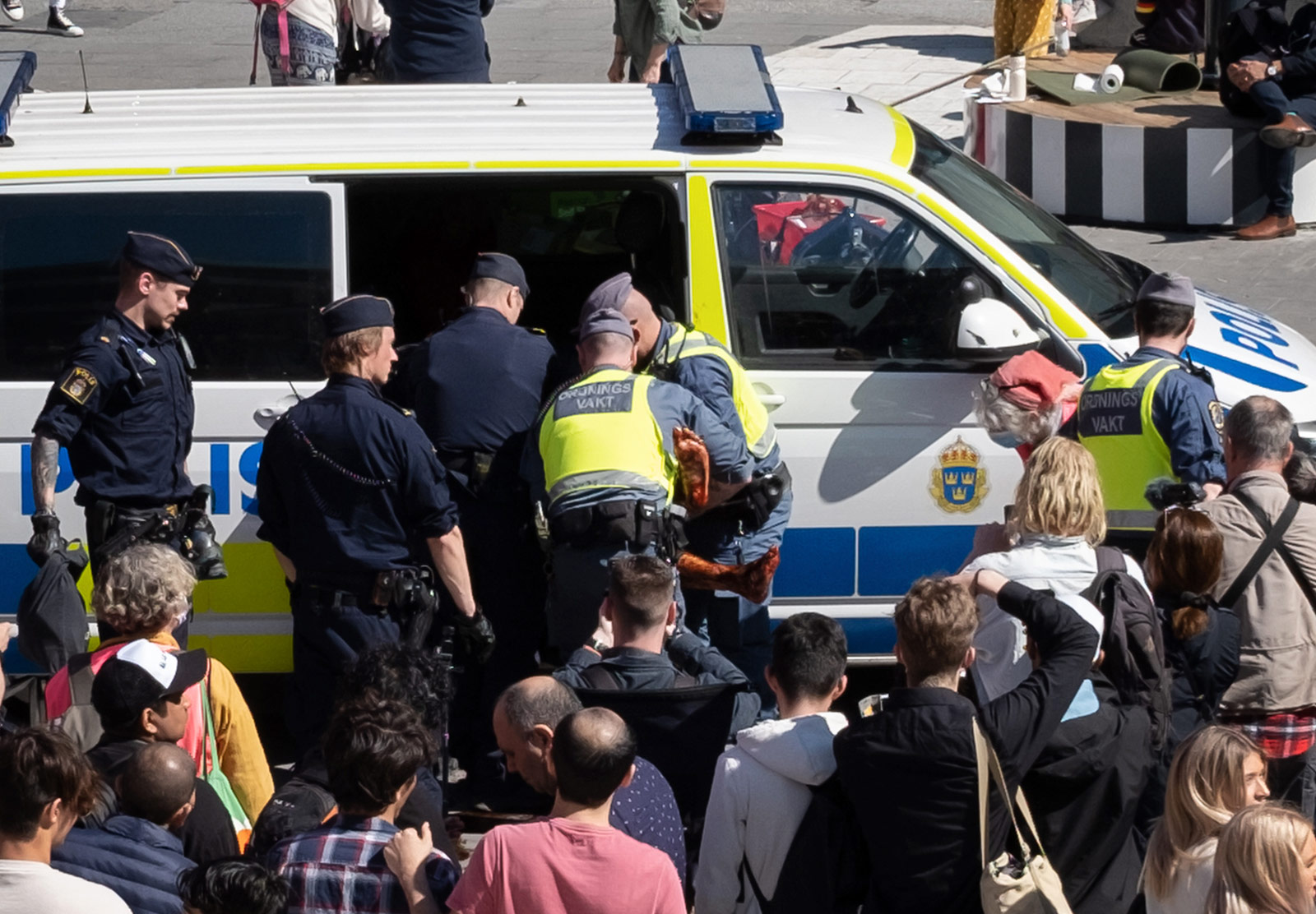 Police and crowd