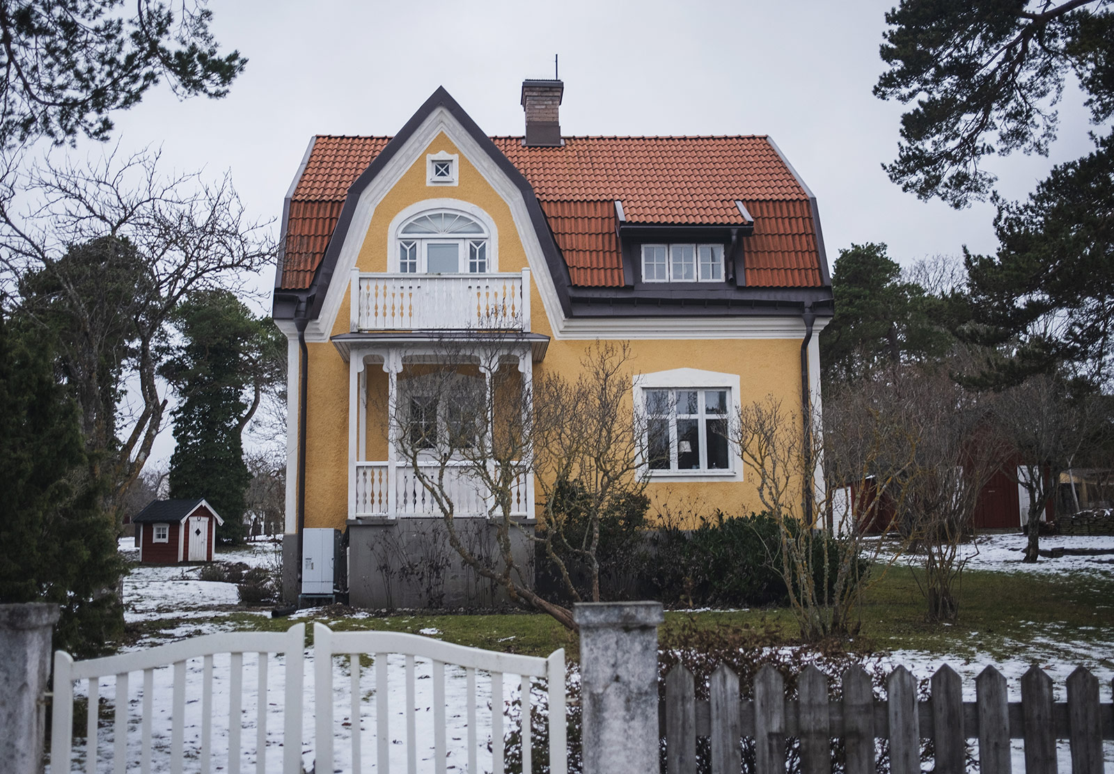 Colourful house with balcony