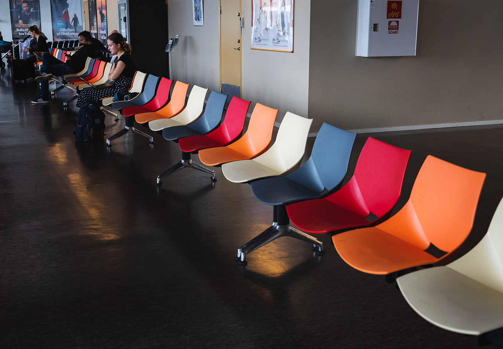 Row of coloured seats