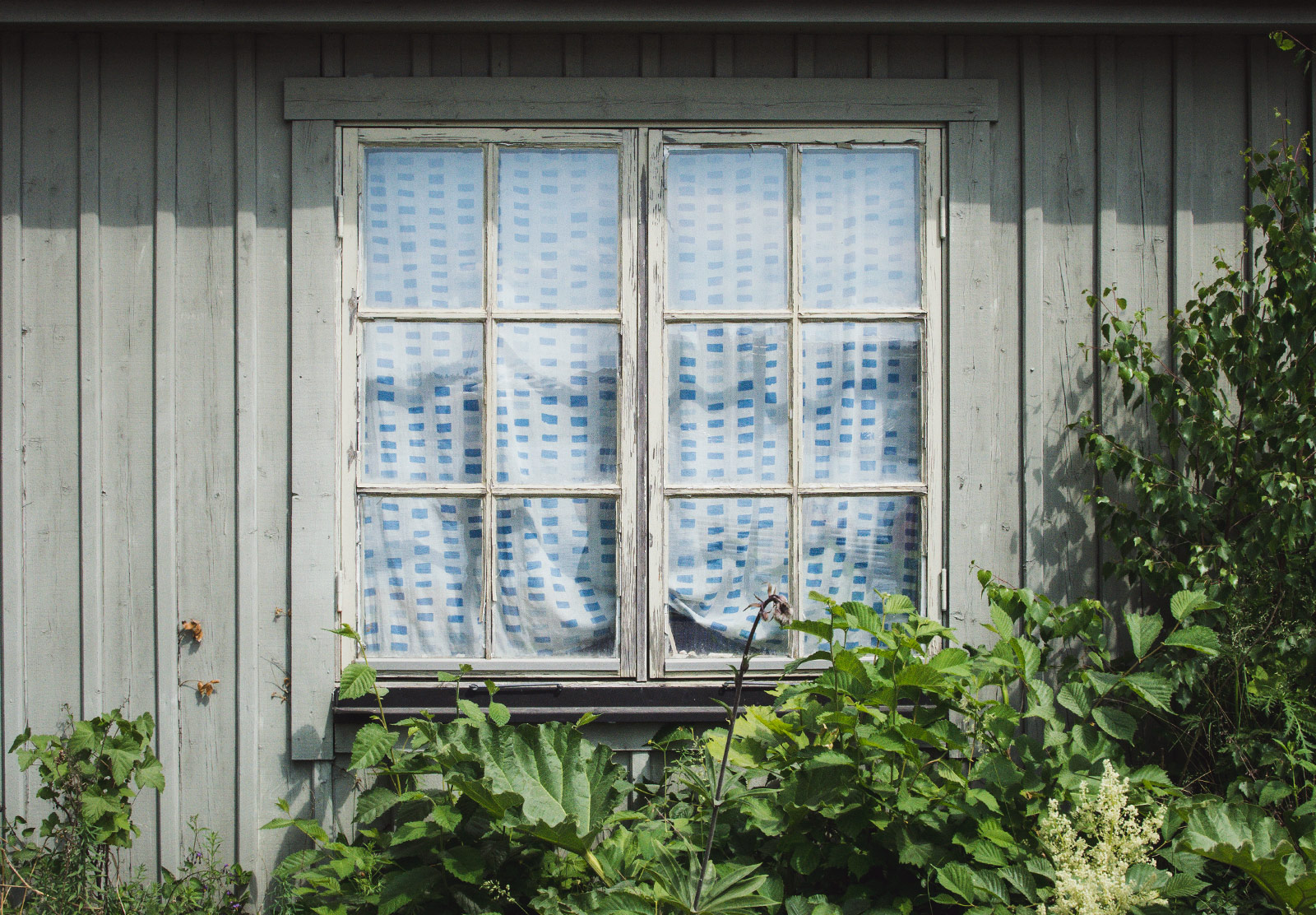 Wooden window frame and building