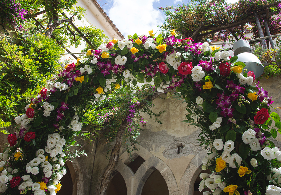 Pink, white and yellow roses
