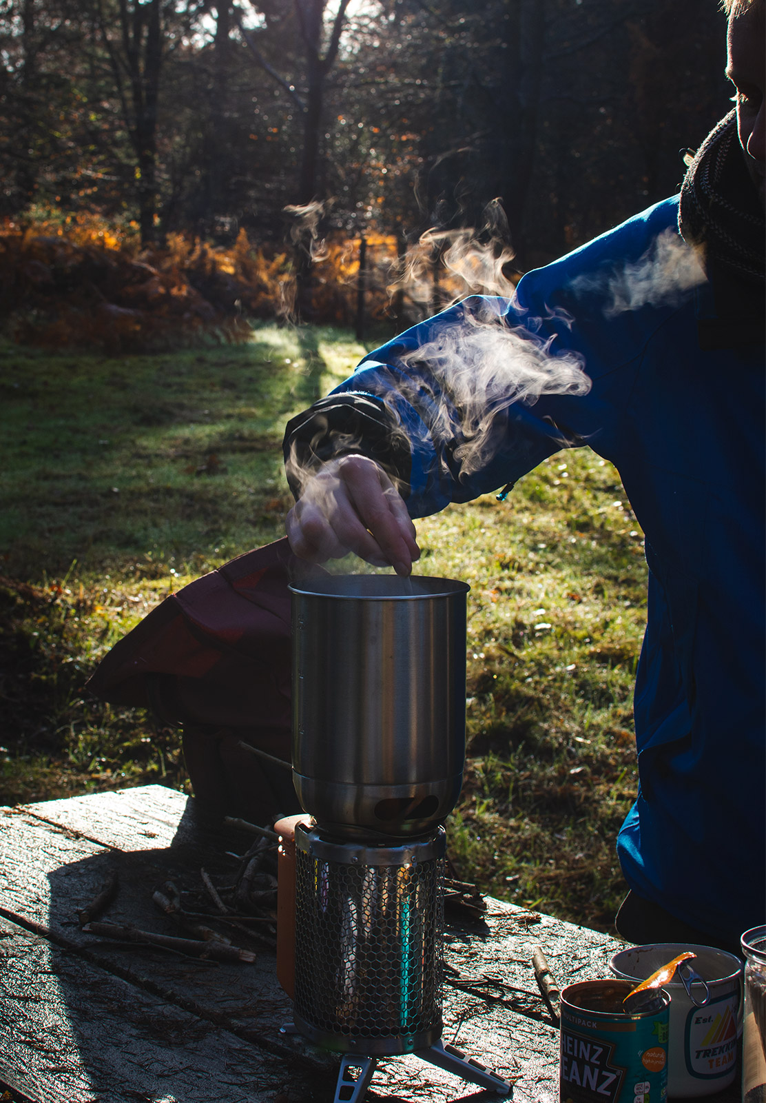 Steam rising from stove