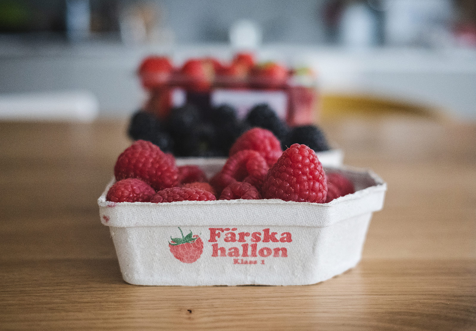 Punnet of raspberries