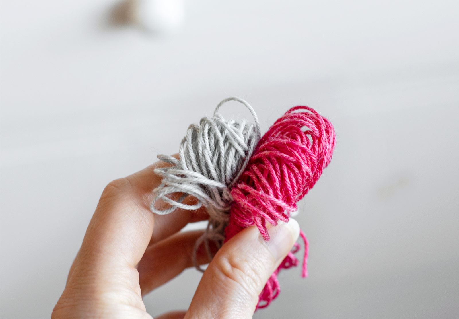 Pink and grey wool