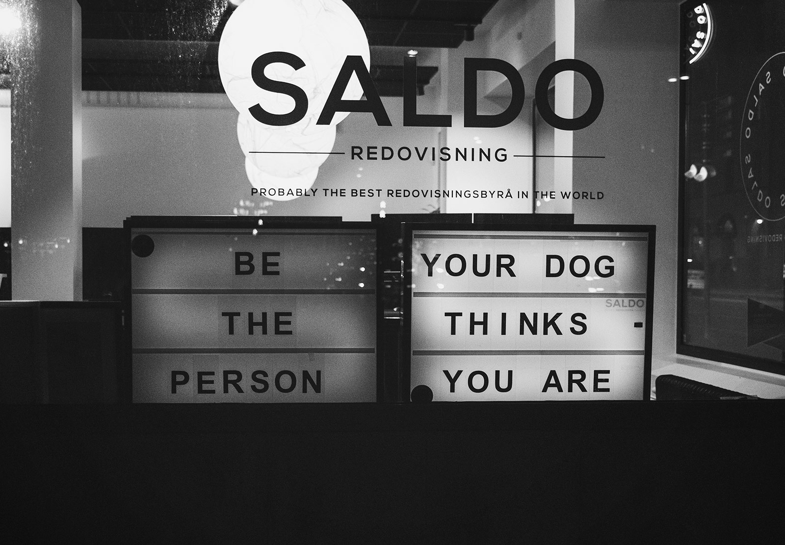 Black letters on a lightbox