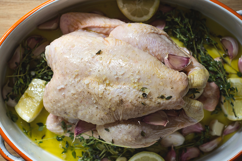 Raw chicken and garlic