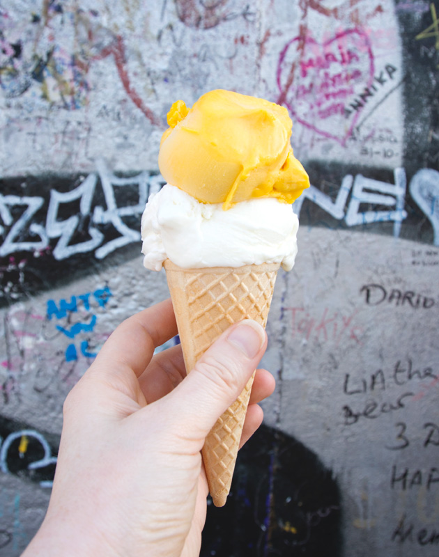 Gelato against graffiti wall