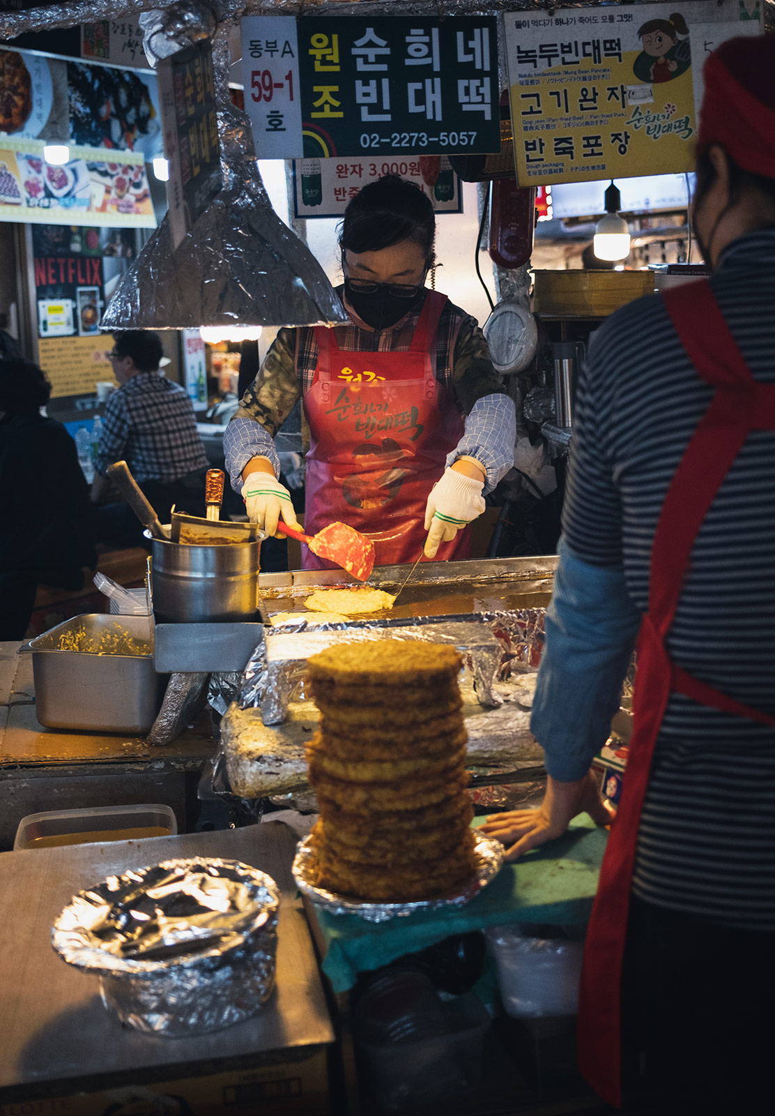 Woman frying food