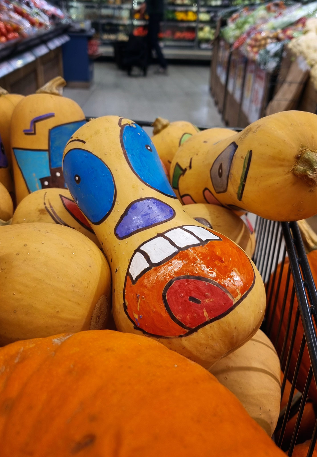 Face on butternut squash