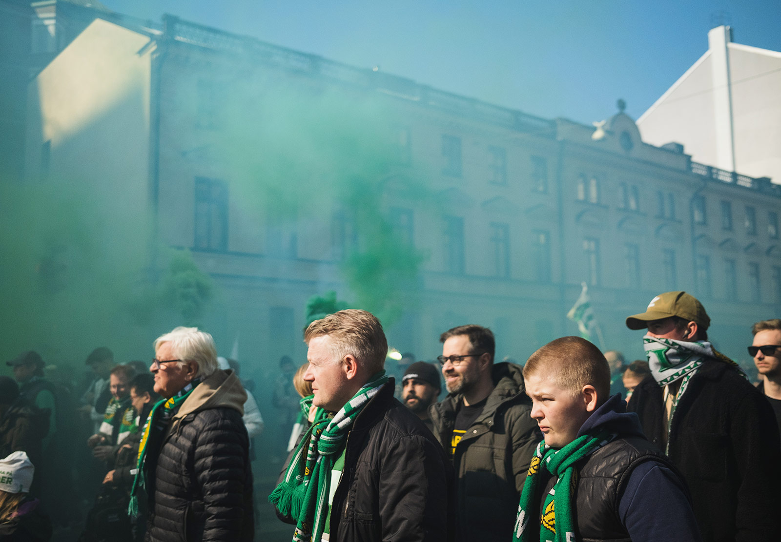 Football fans in scarves