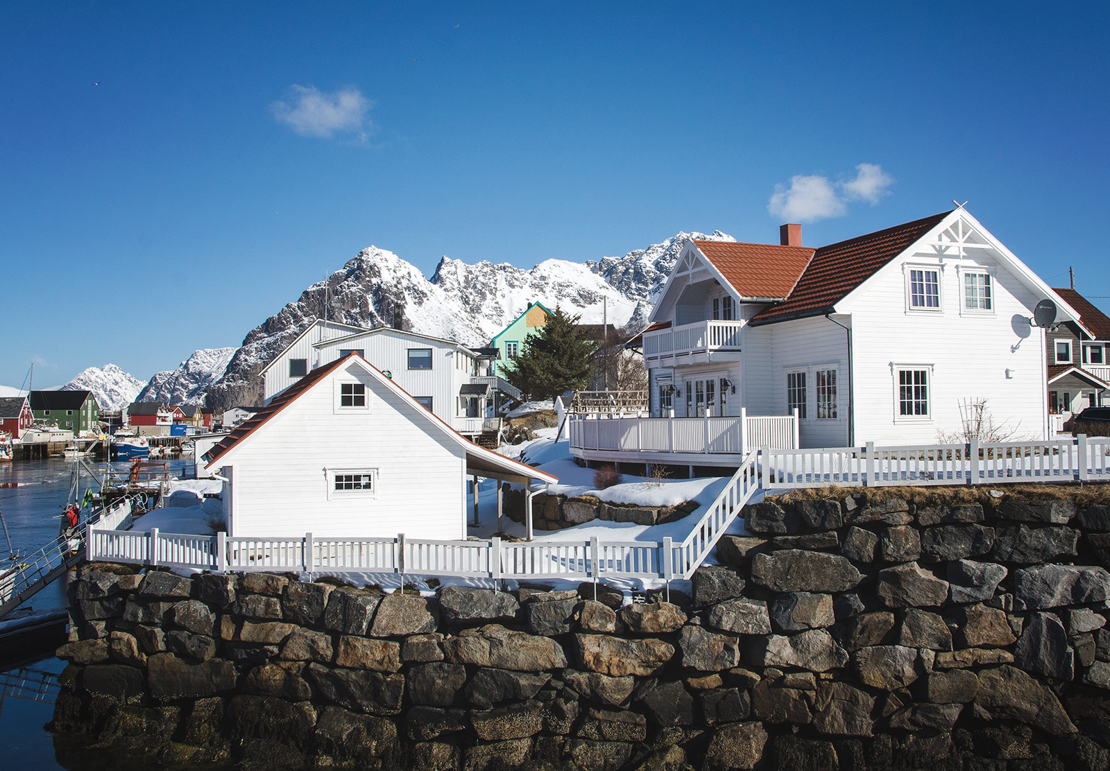 White wooden buildings