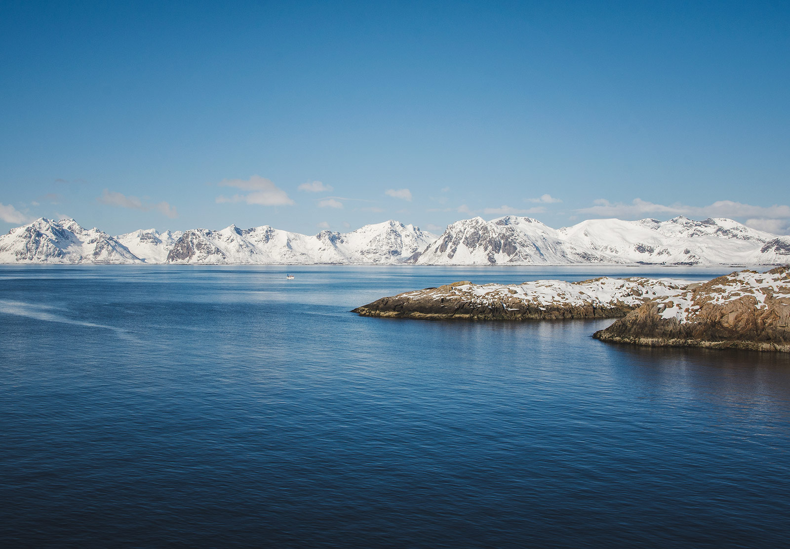 View over snowy mountains