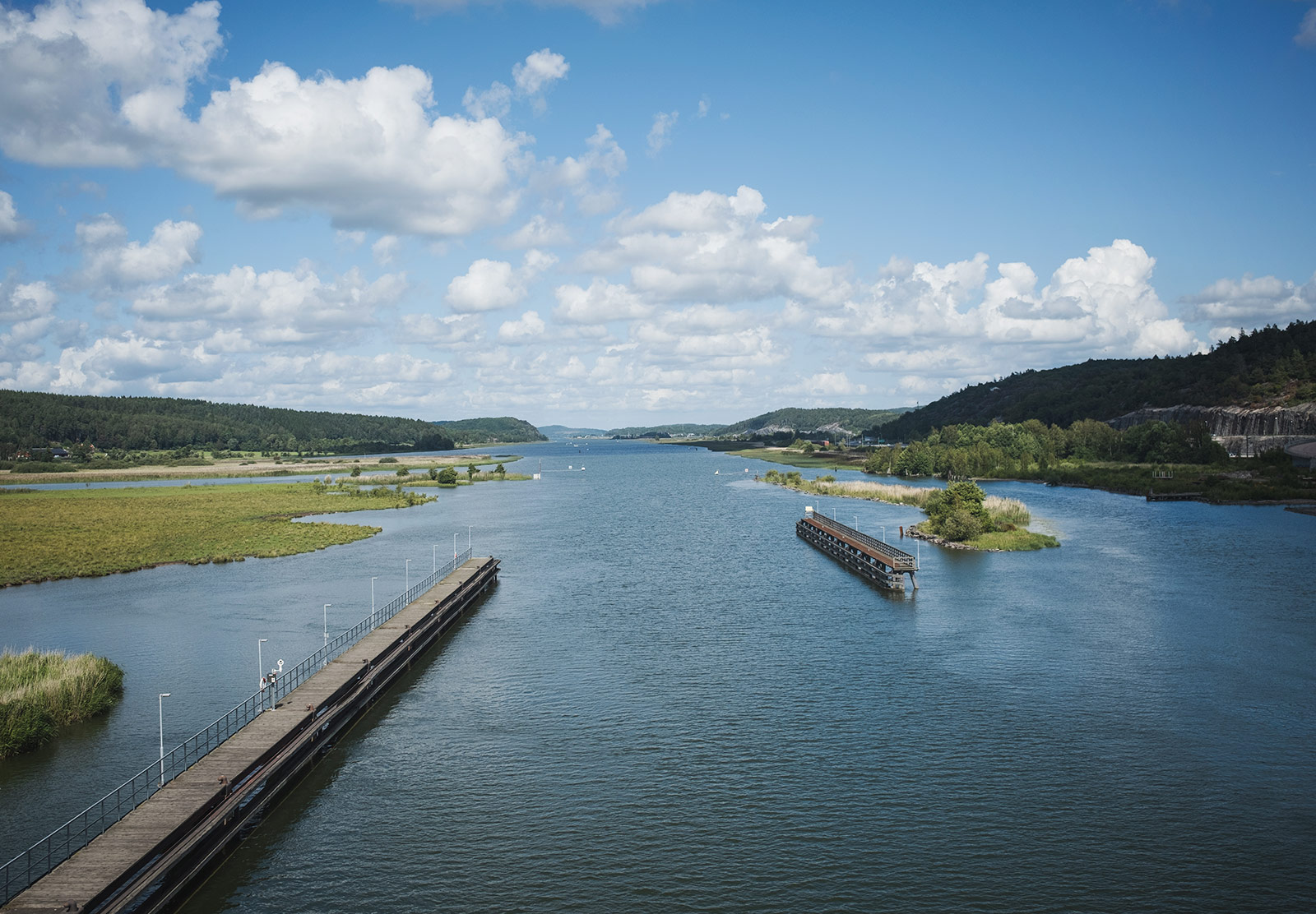 View over waterway from bridge