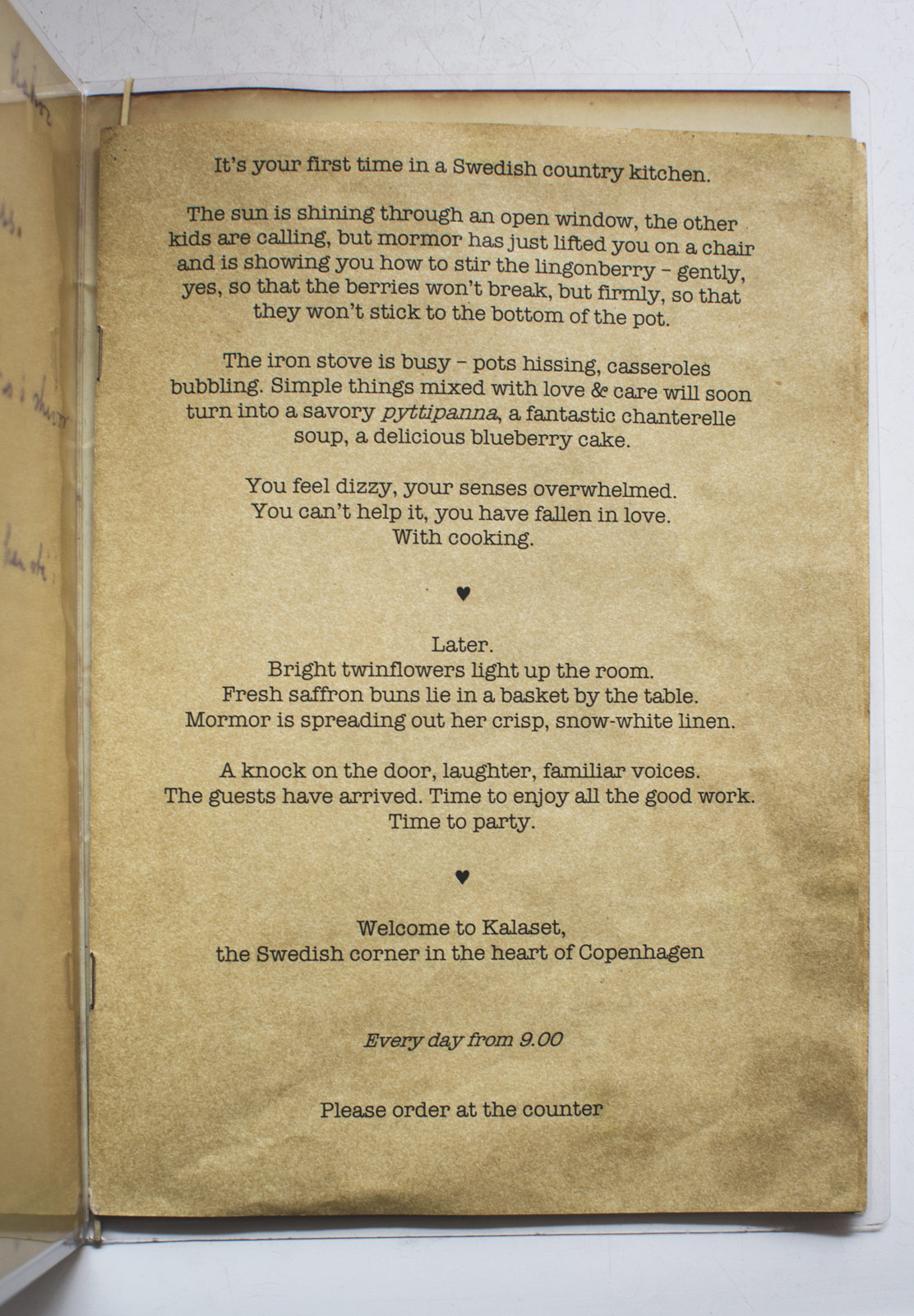 Text on menu