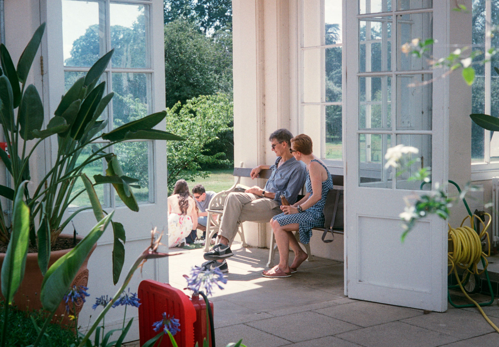People sat on bench