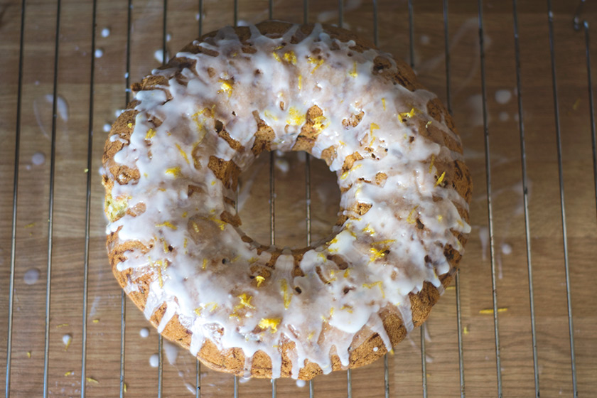 Lemon cake with white icing