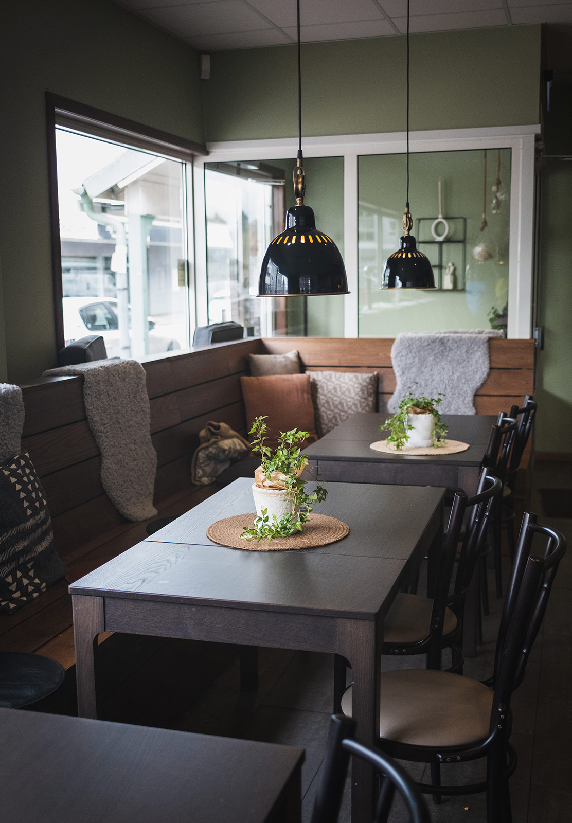 Tables in a café