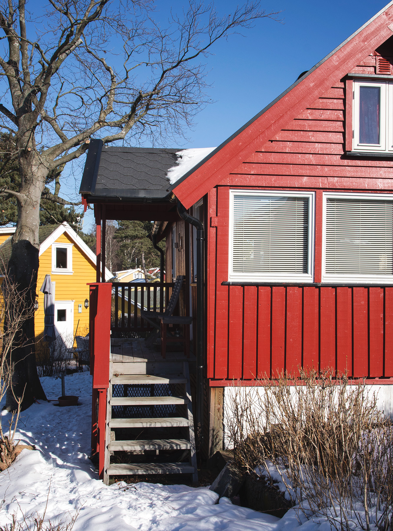 Red wooden porch