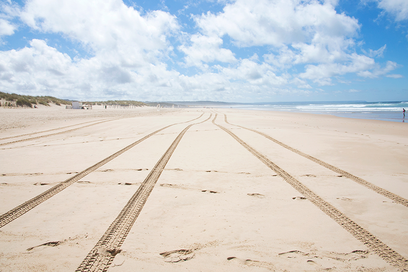 Tyre tracks on sand