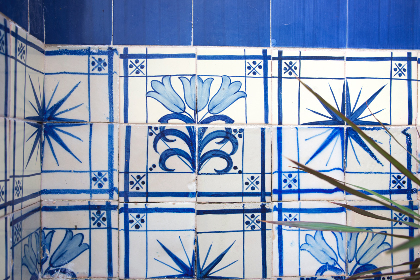 Blue and white tiles