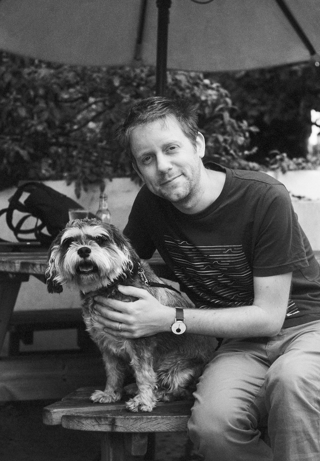 Man and dog on bench