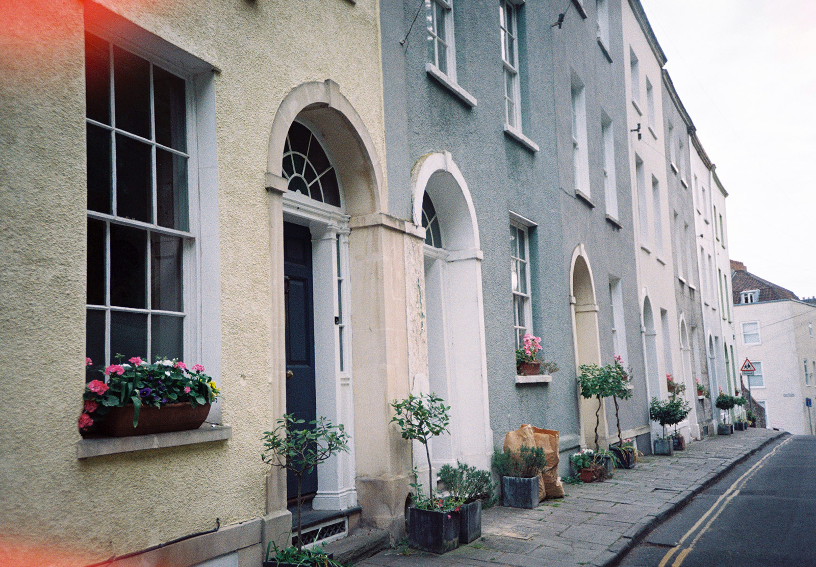 Colourful houses on street