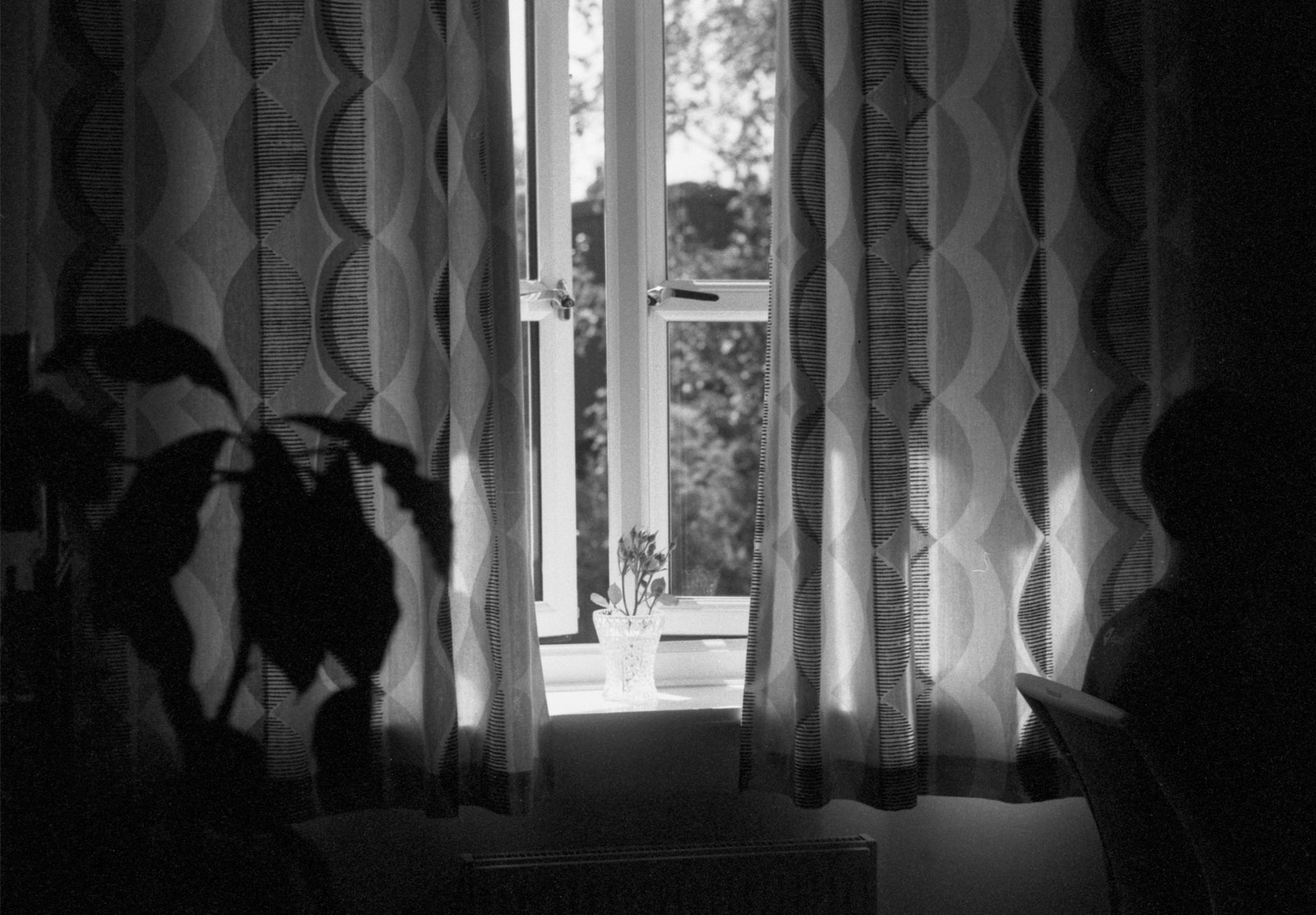 Curtains against window