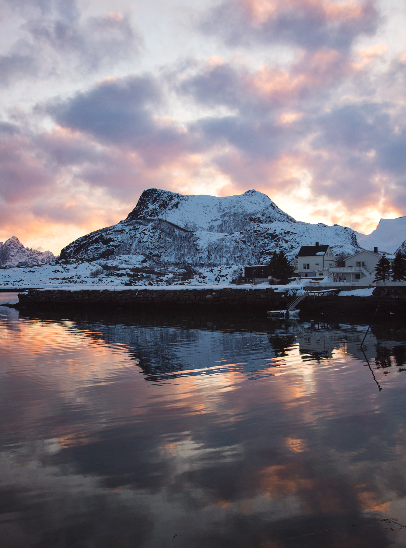 Sunset behind mountain