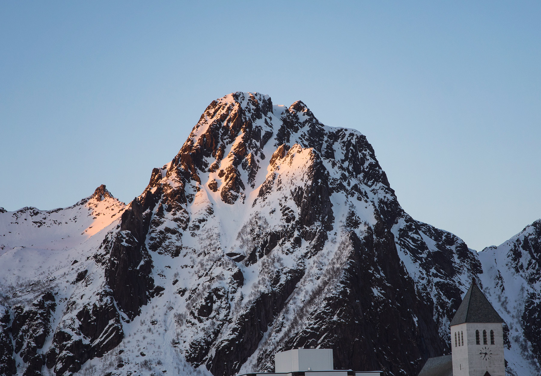 Orange glow on mountain top