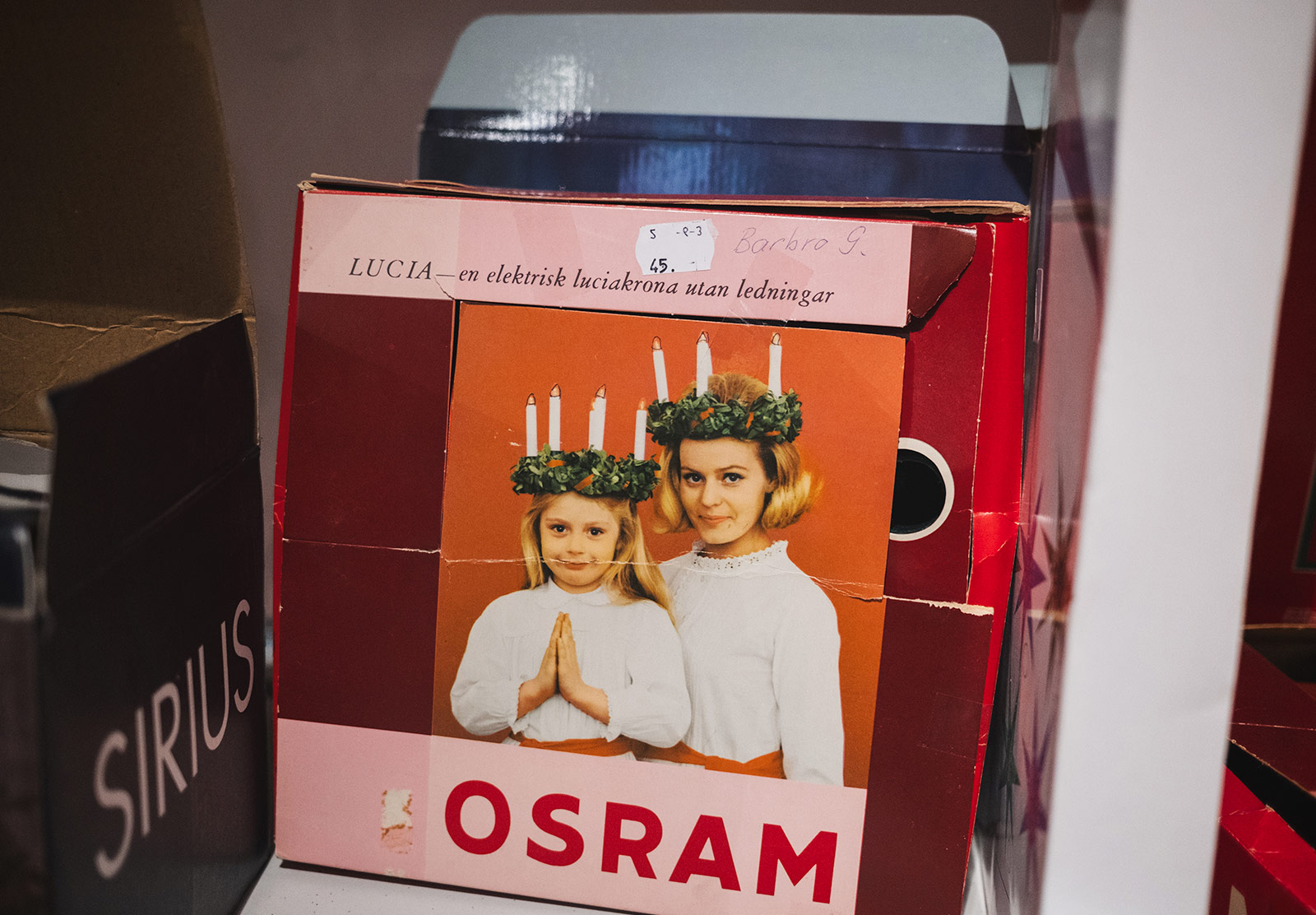 Old fashioned box of candle crowns