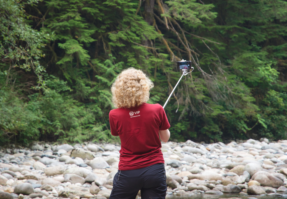 Taking a selfie on rocks