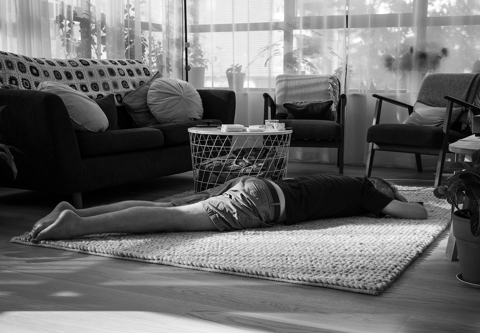 Man sleeping on floor