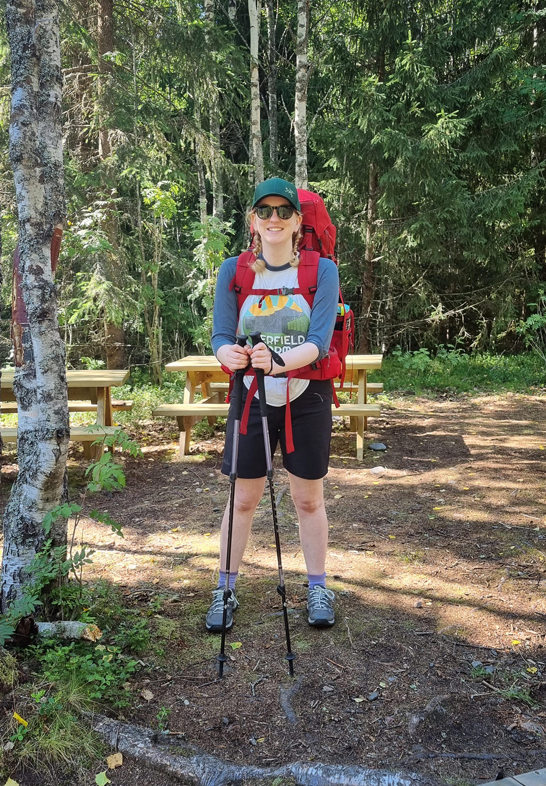 Woman wearing hiking gear