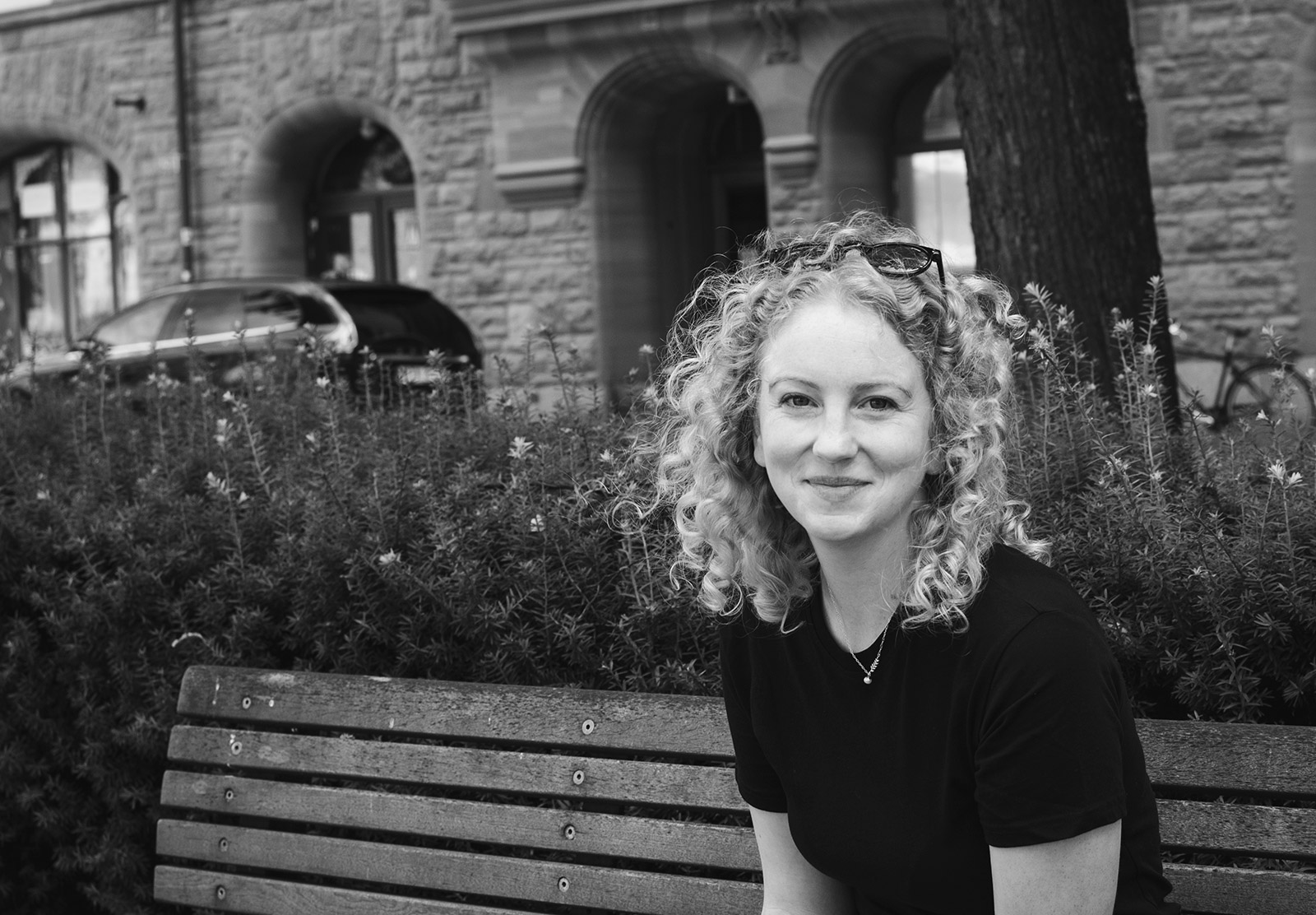Woman sat on bench