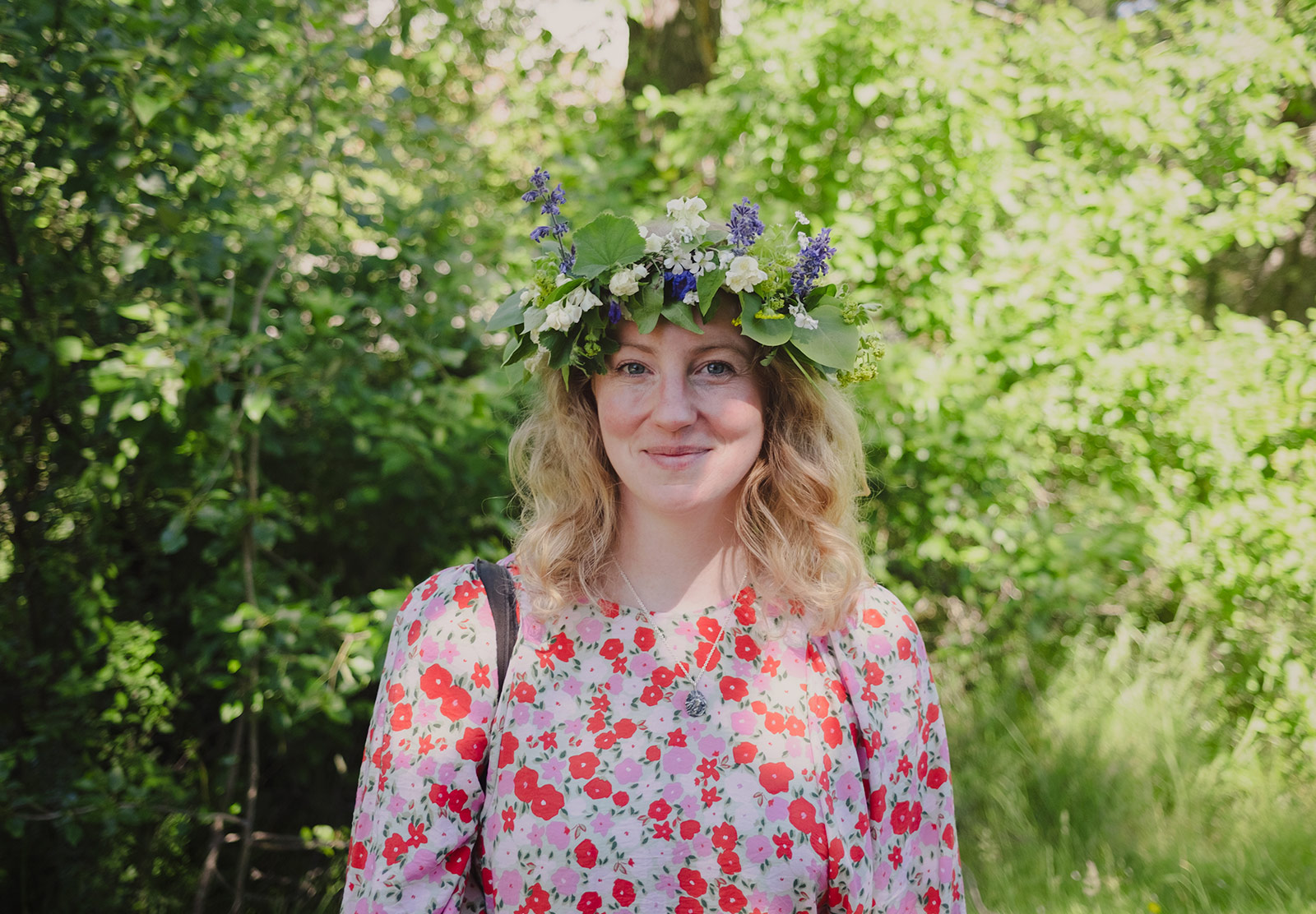 Woman wearing flower crown