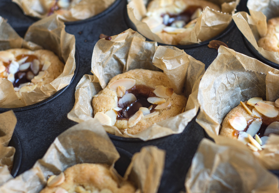 Almond and raspberry bakewells