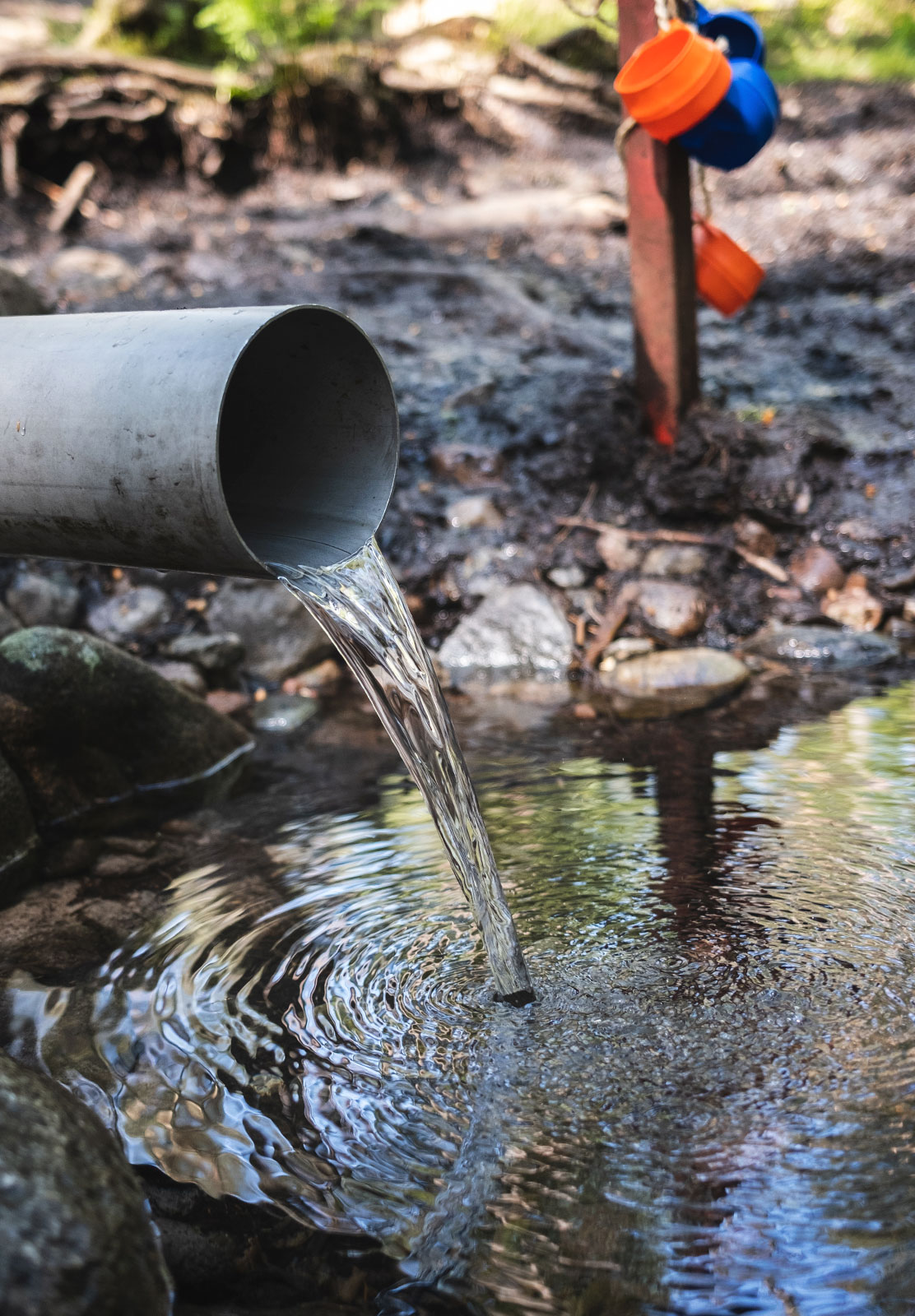 Water flowing from pipe