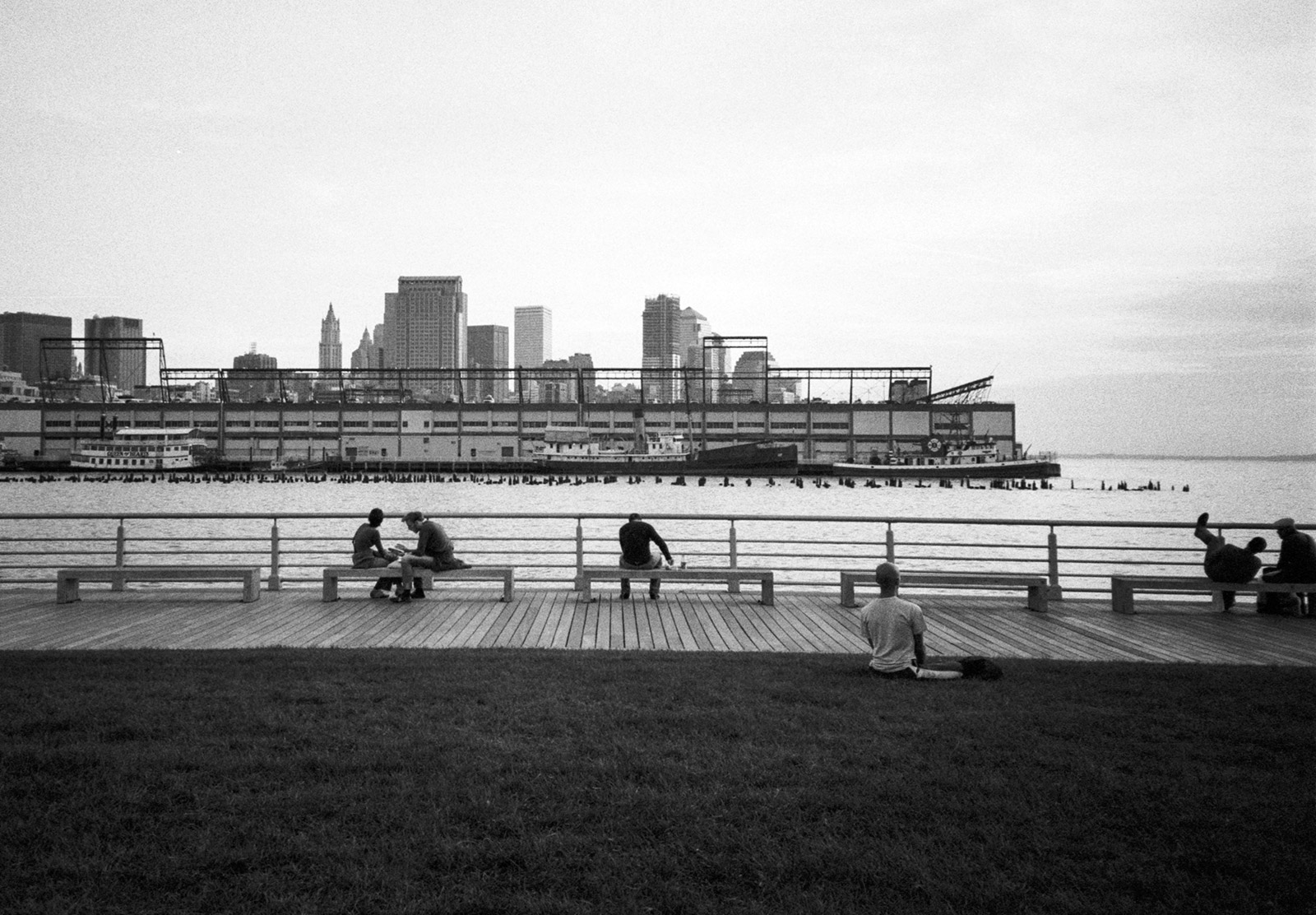 People on benches