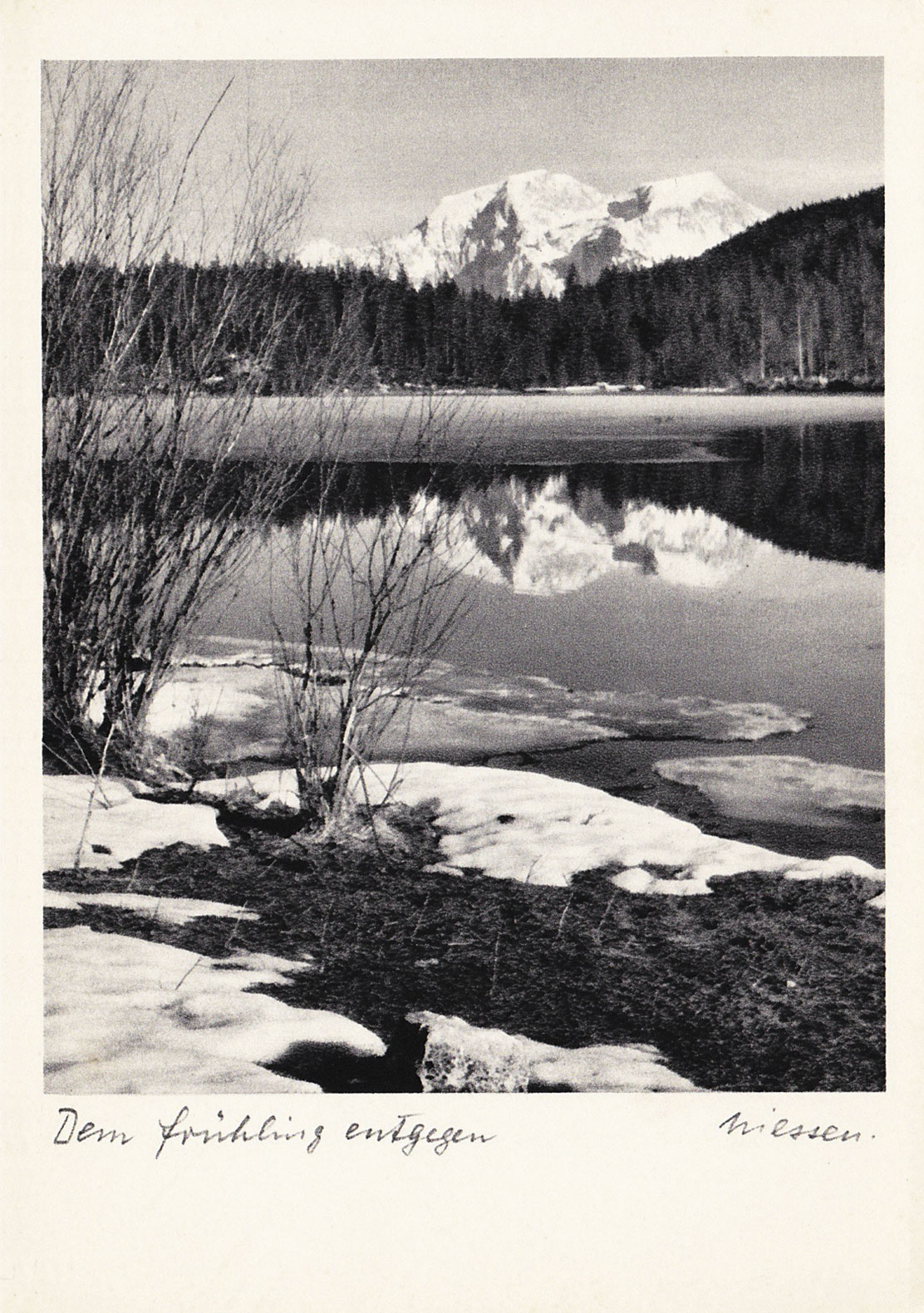 Snow and lake